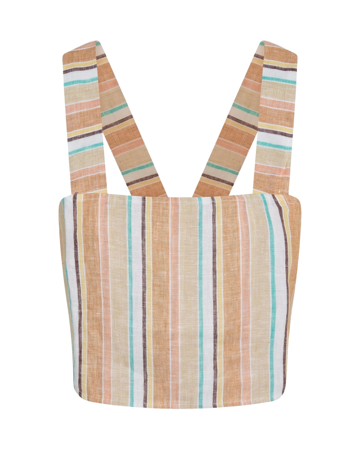 crop tank top with blue, beige and white stripes