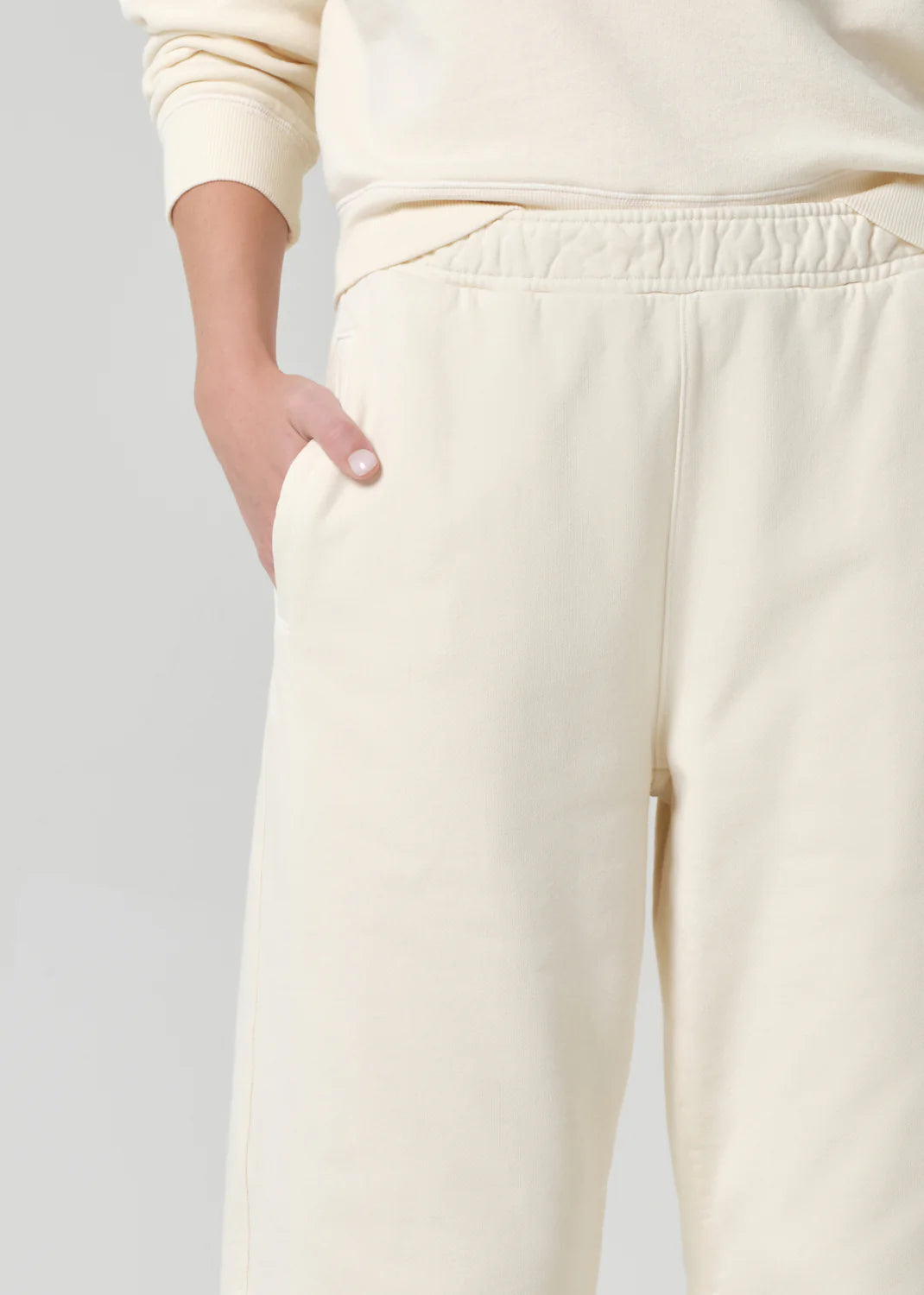 tapered cream sweatpant
