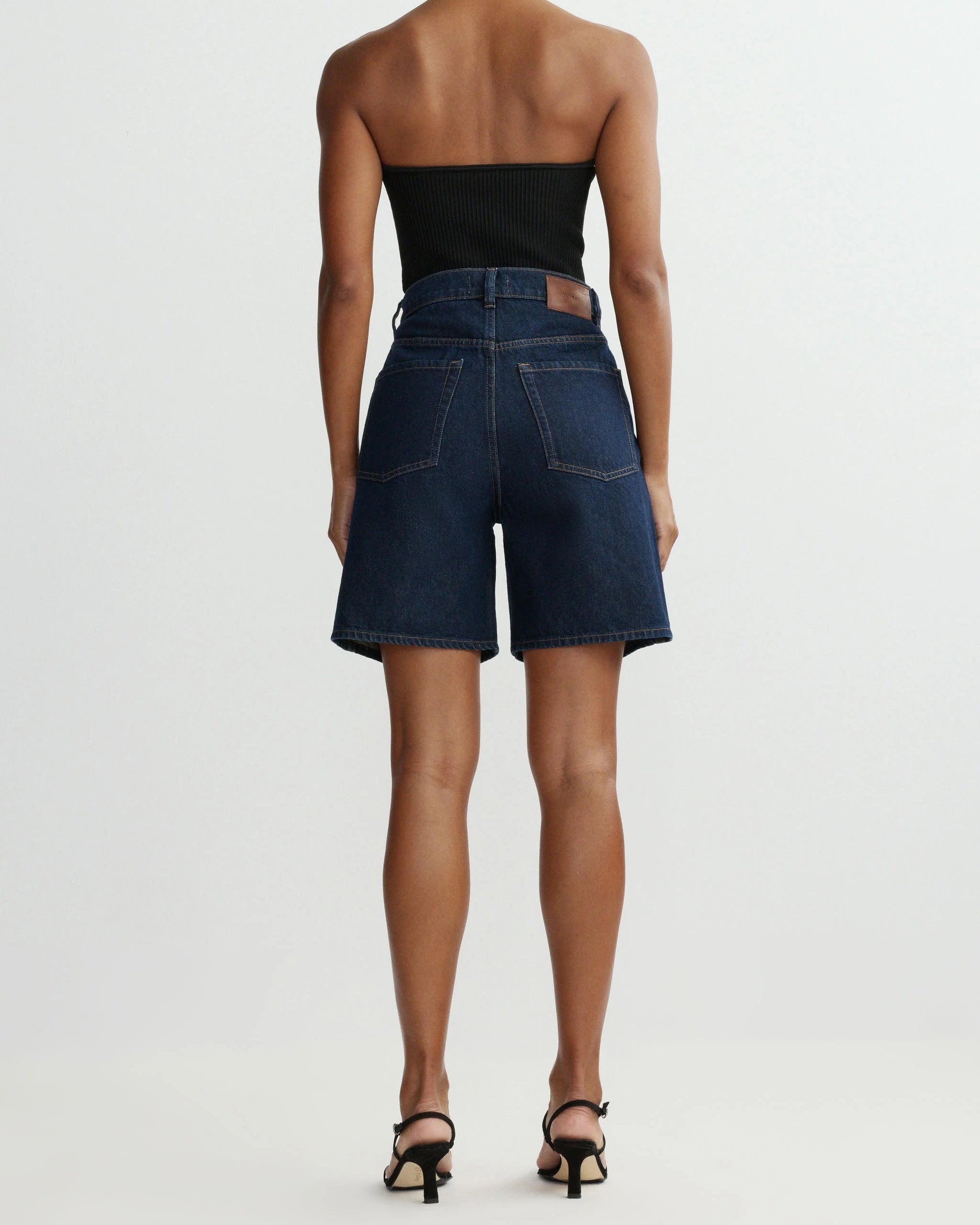 long dark denim short