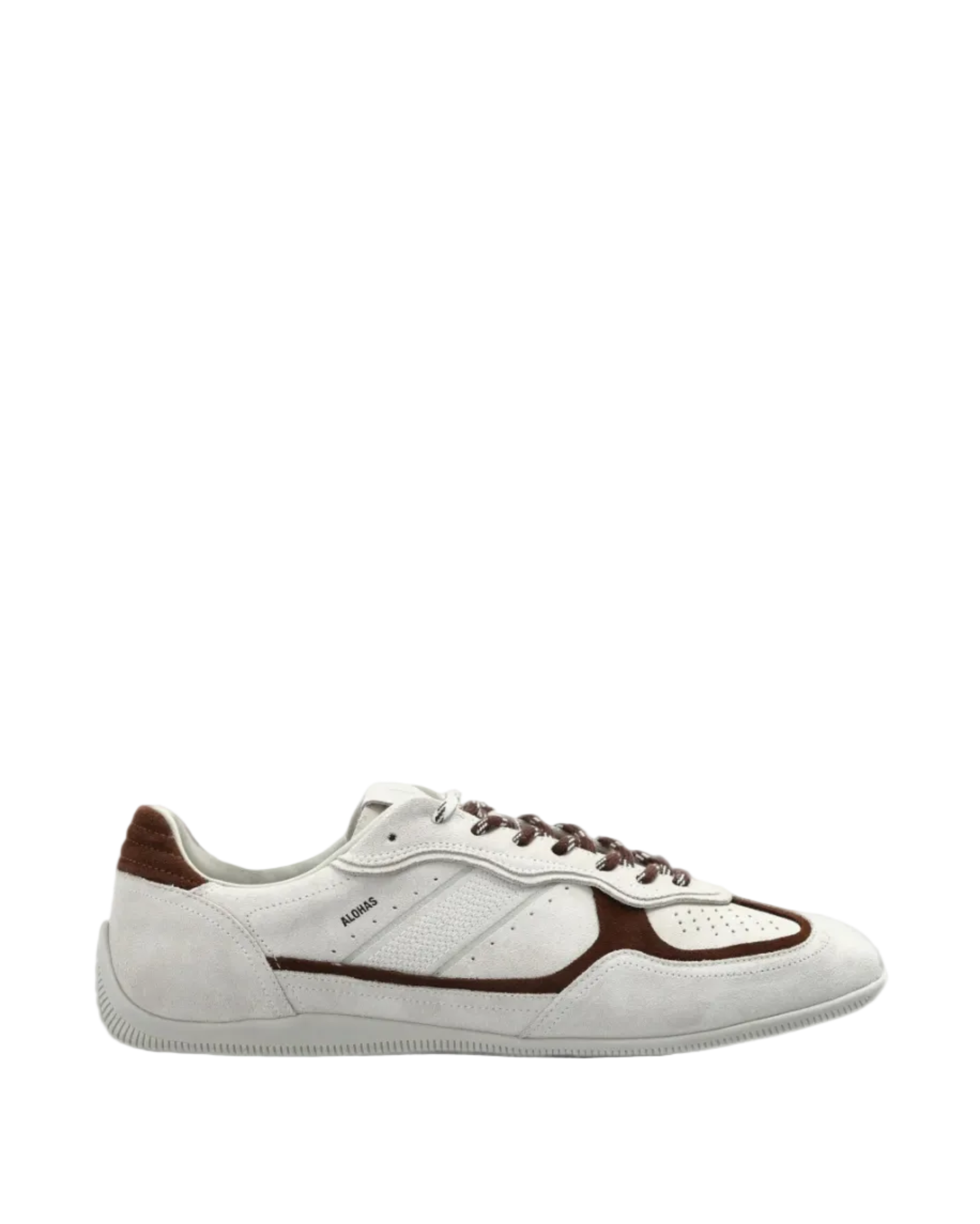 cream suede sneaker with brown details