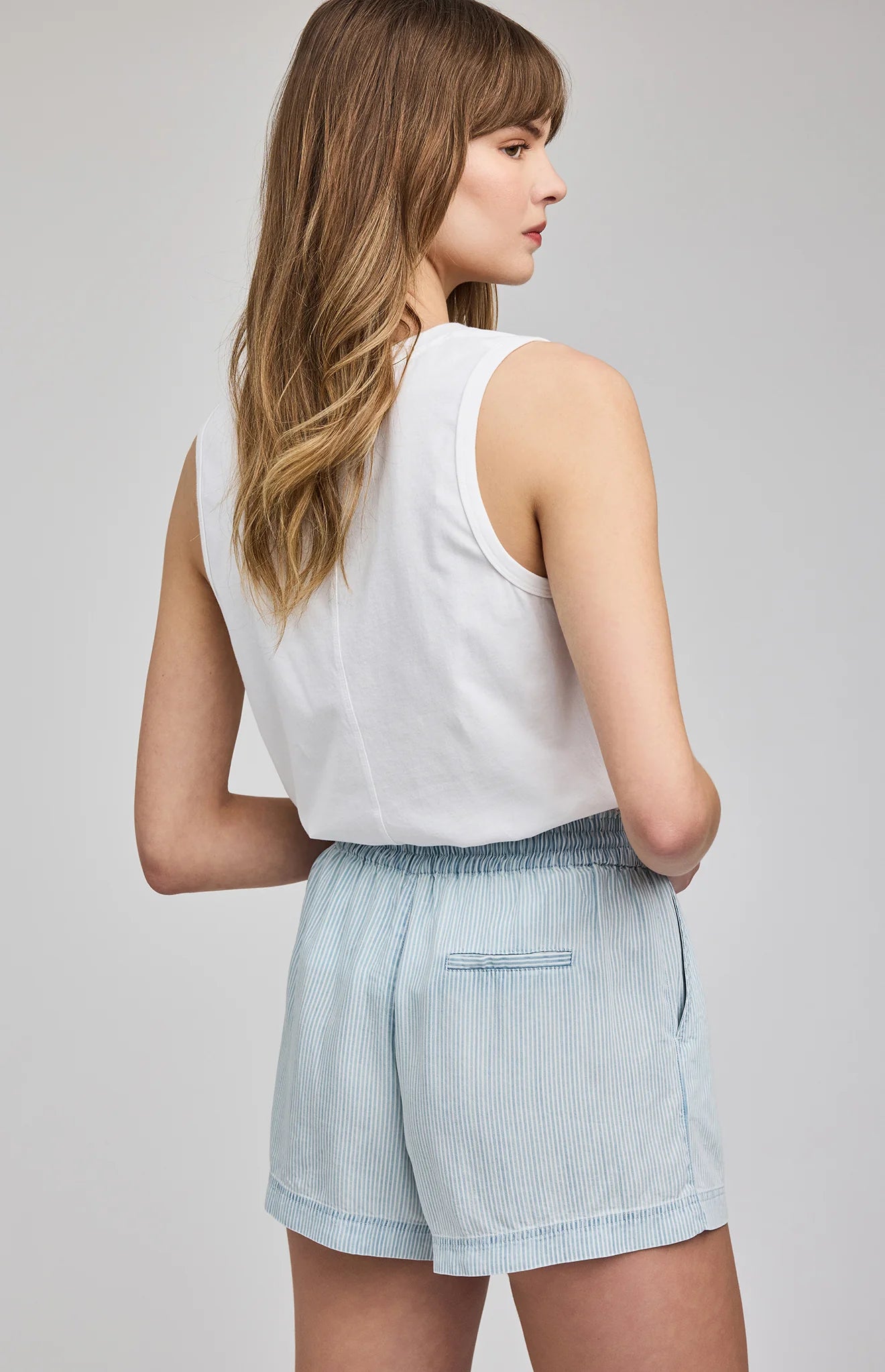 light blue striped shorts