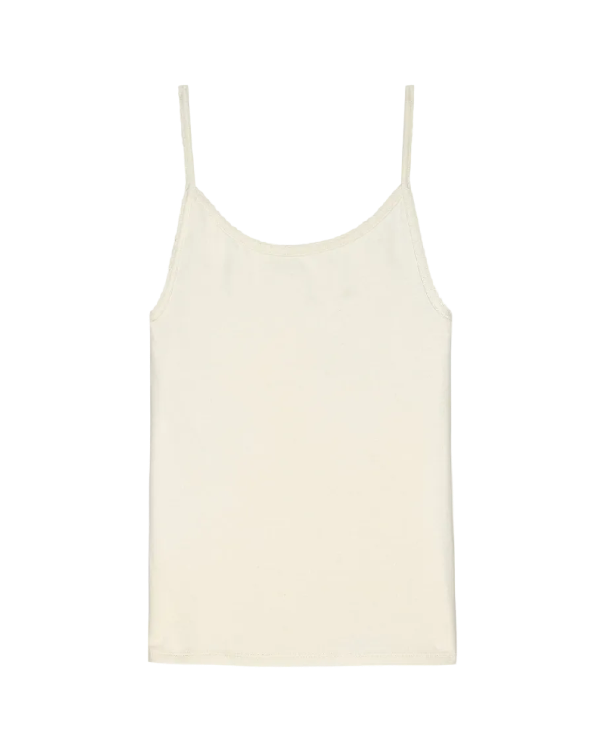 cream tank top with scalloped edges