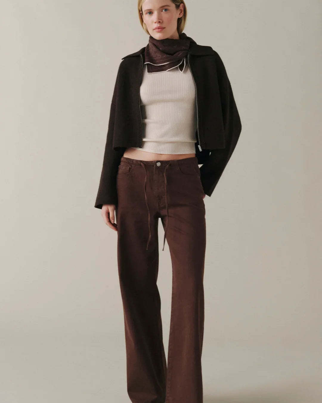 wide leg pant in brown