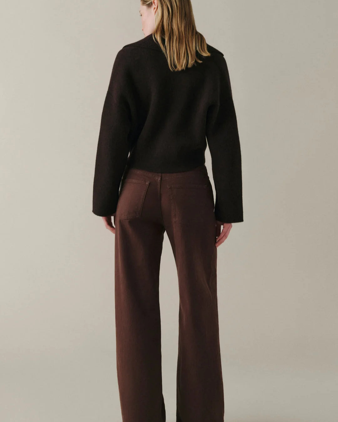 wide leg pant in brown