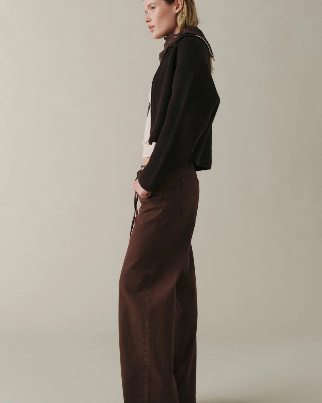 wide leg pant in brown