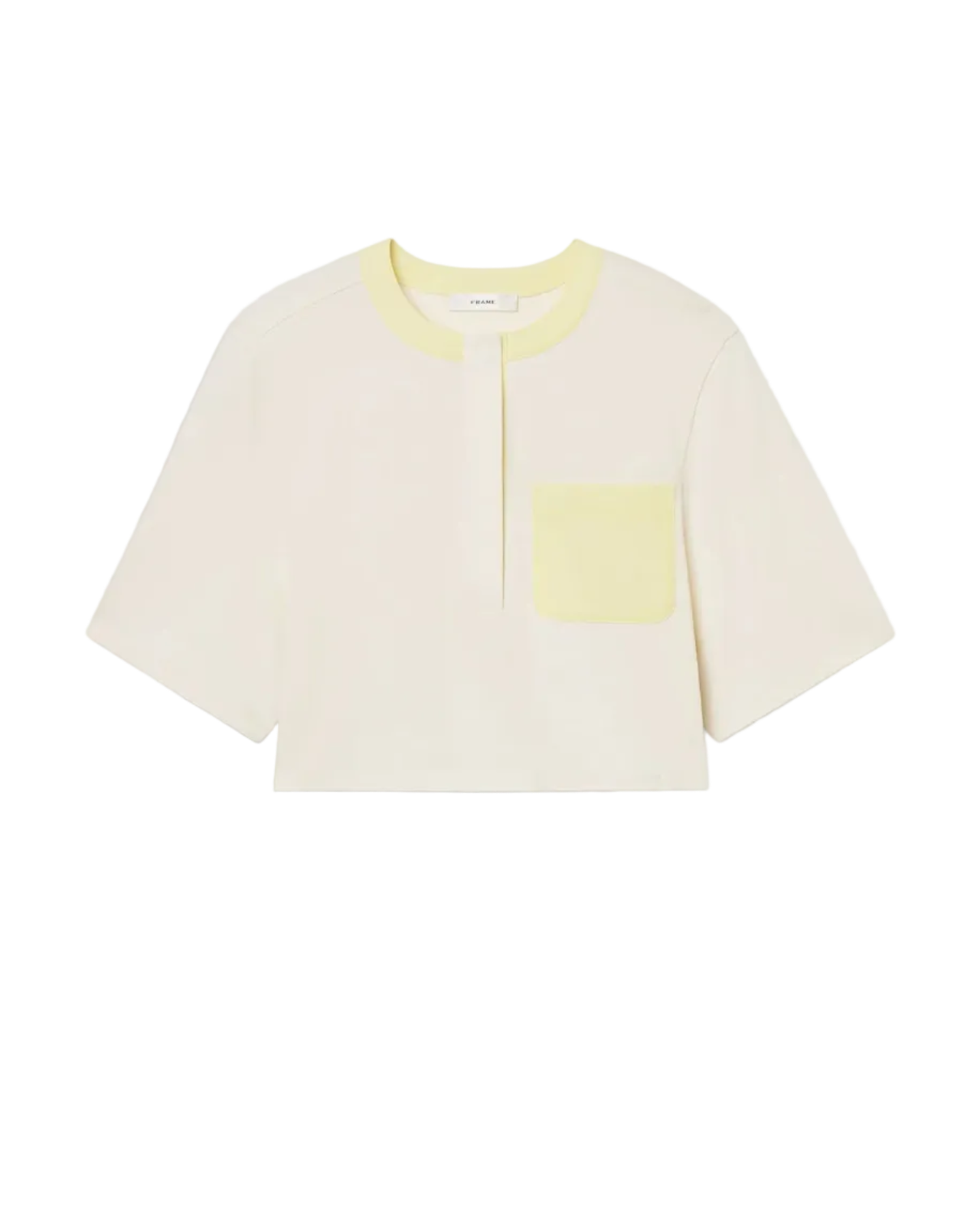 cropped cream top with yellow pocket