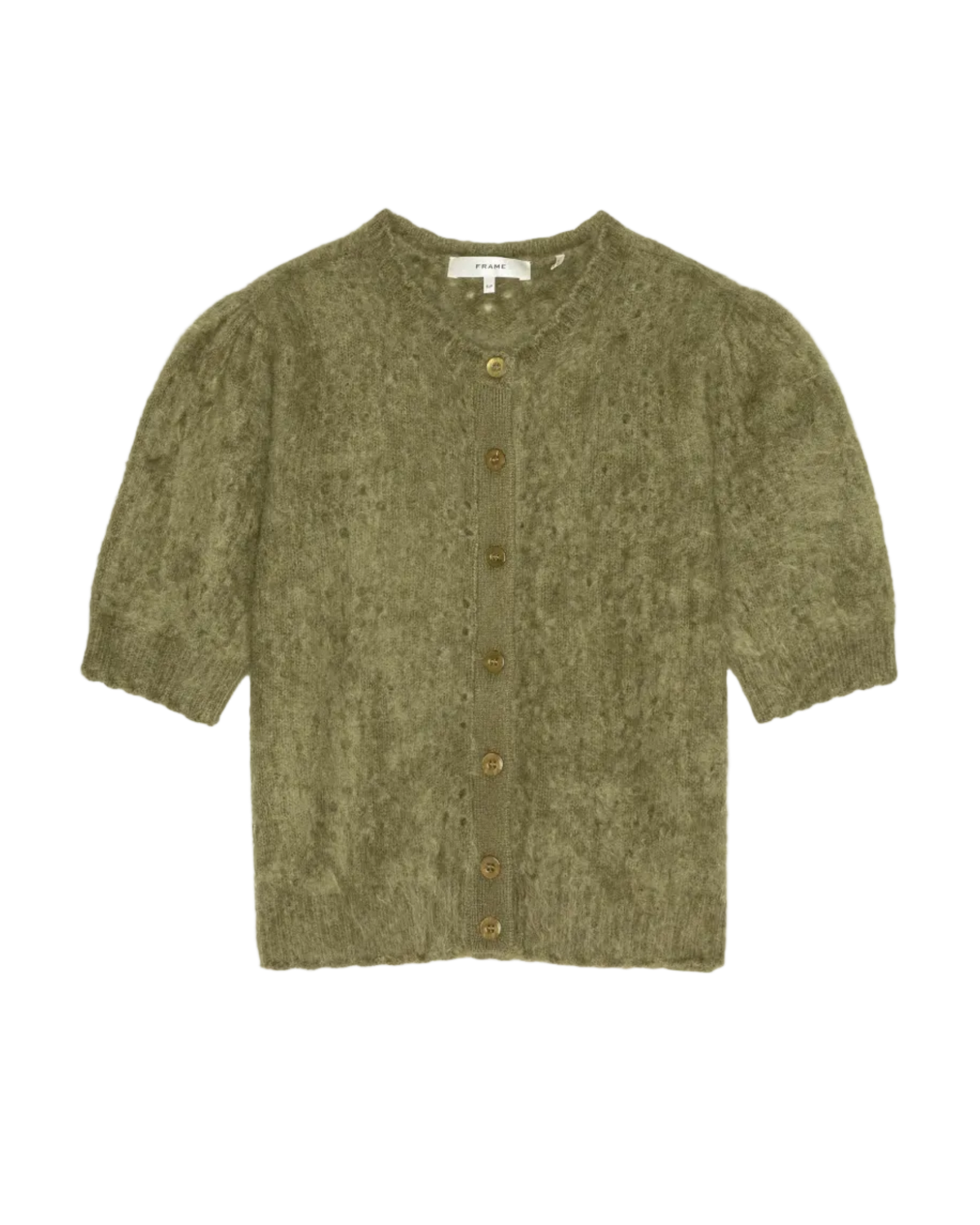green short sleeve cashmere wool cardigan