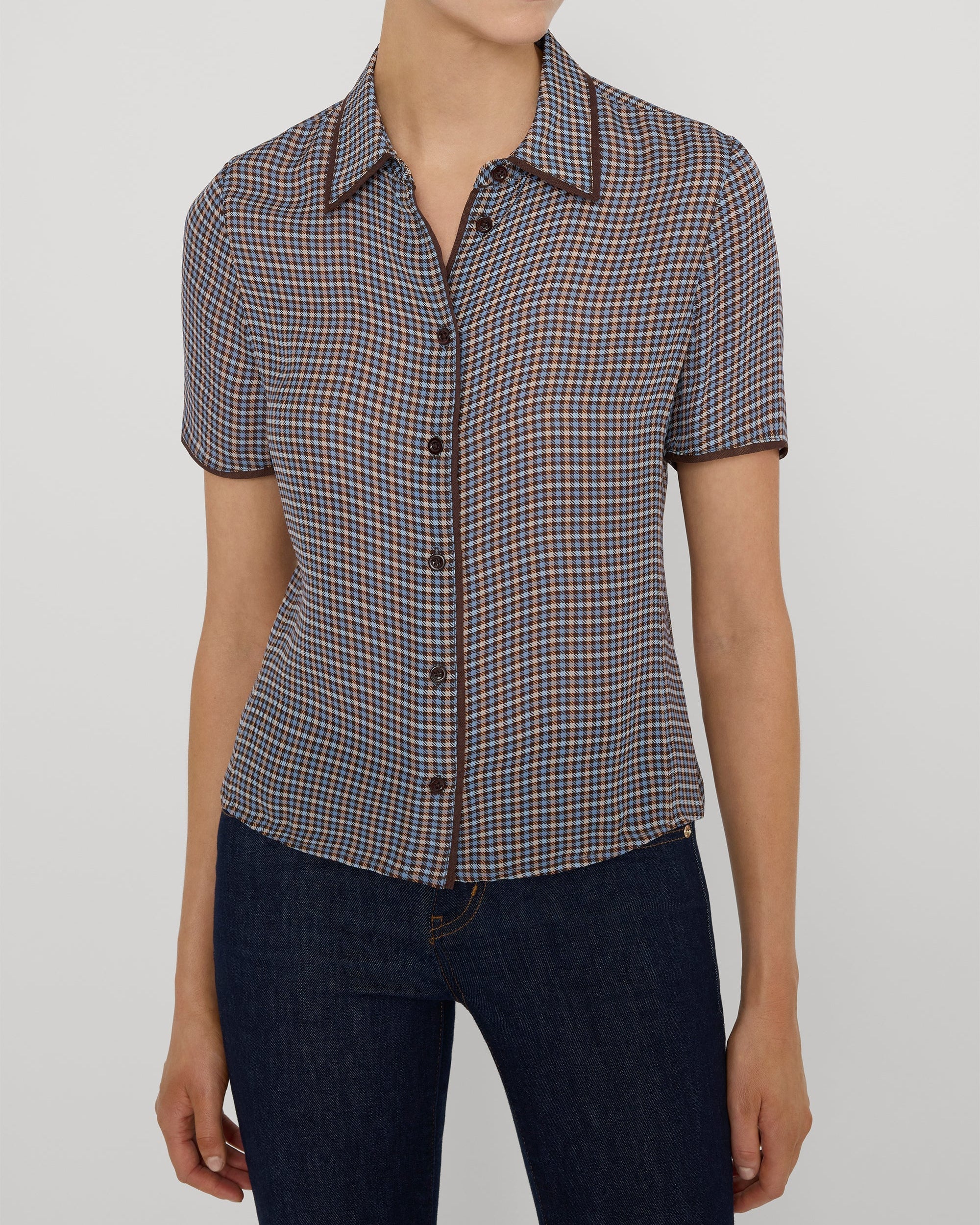 short sleeve plaid blouse