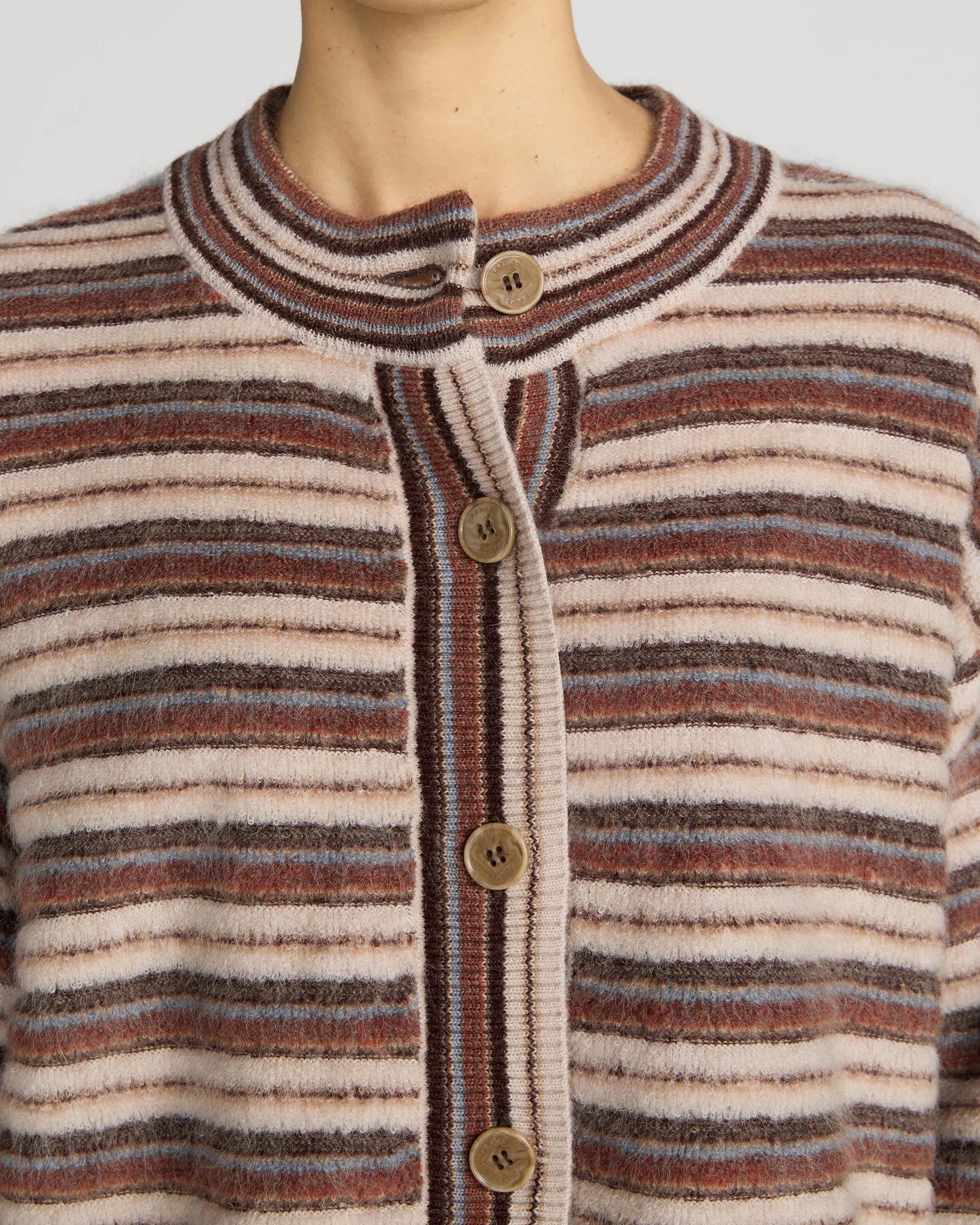 brown stripe button cardigan