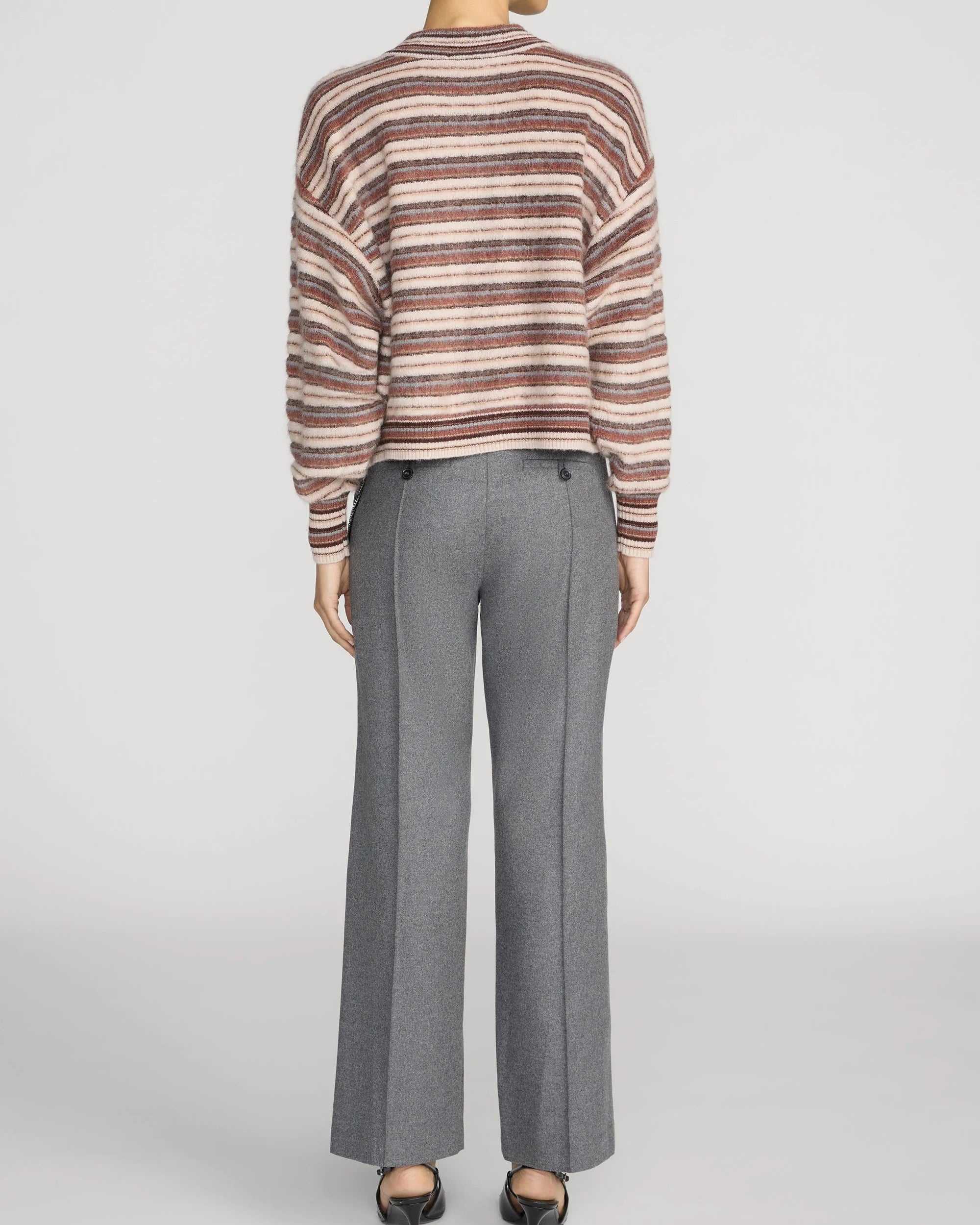brown stripe button cardigan