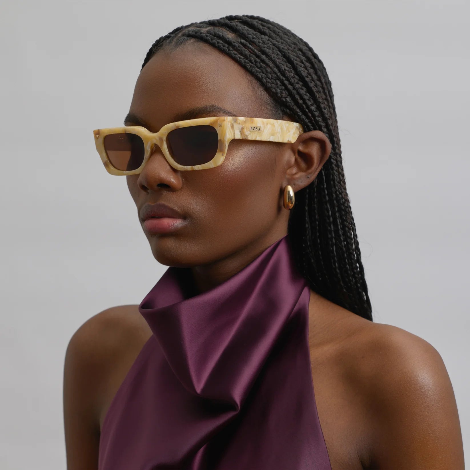 cream tortoise rectangular sunglasses