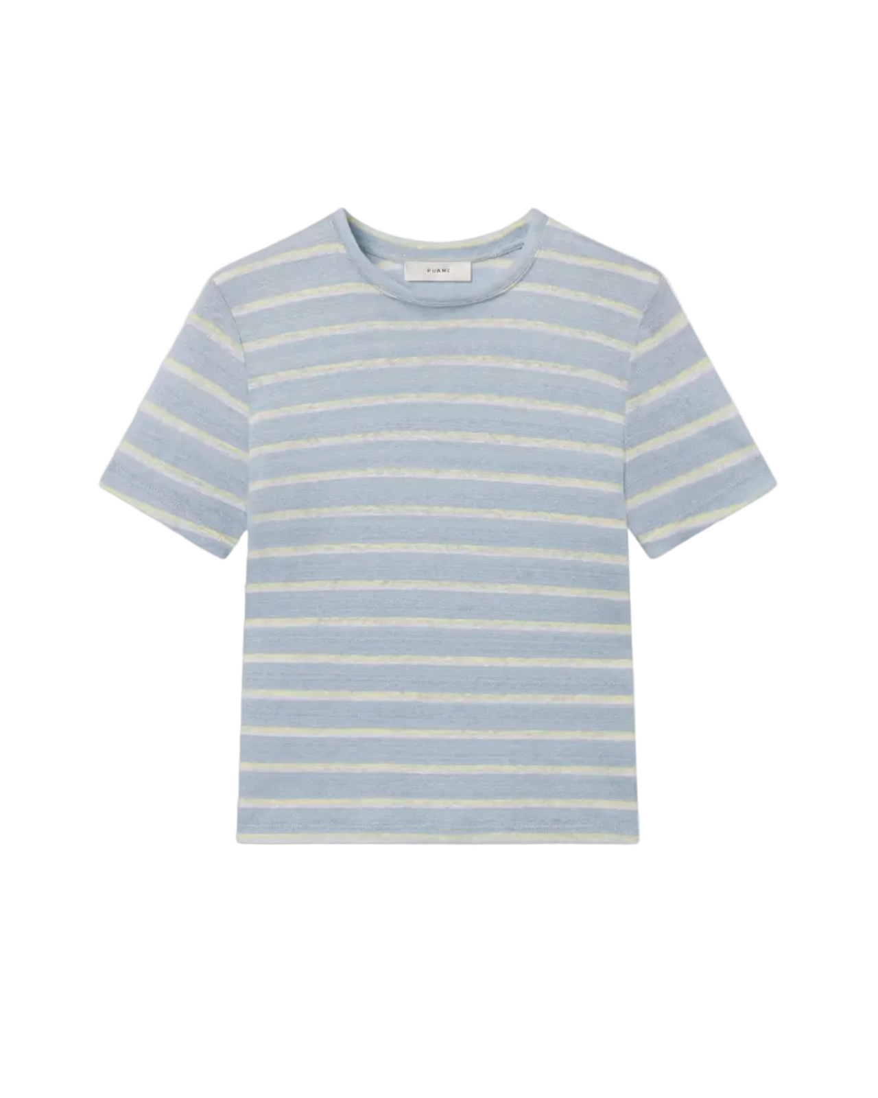 blue, cream and yellow stripe t-shirt
