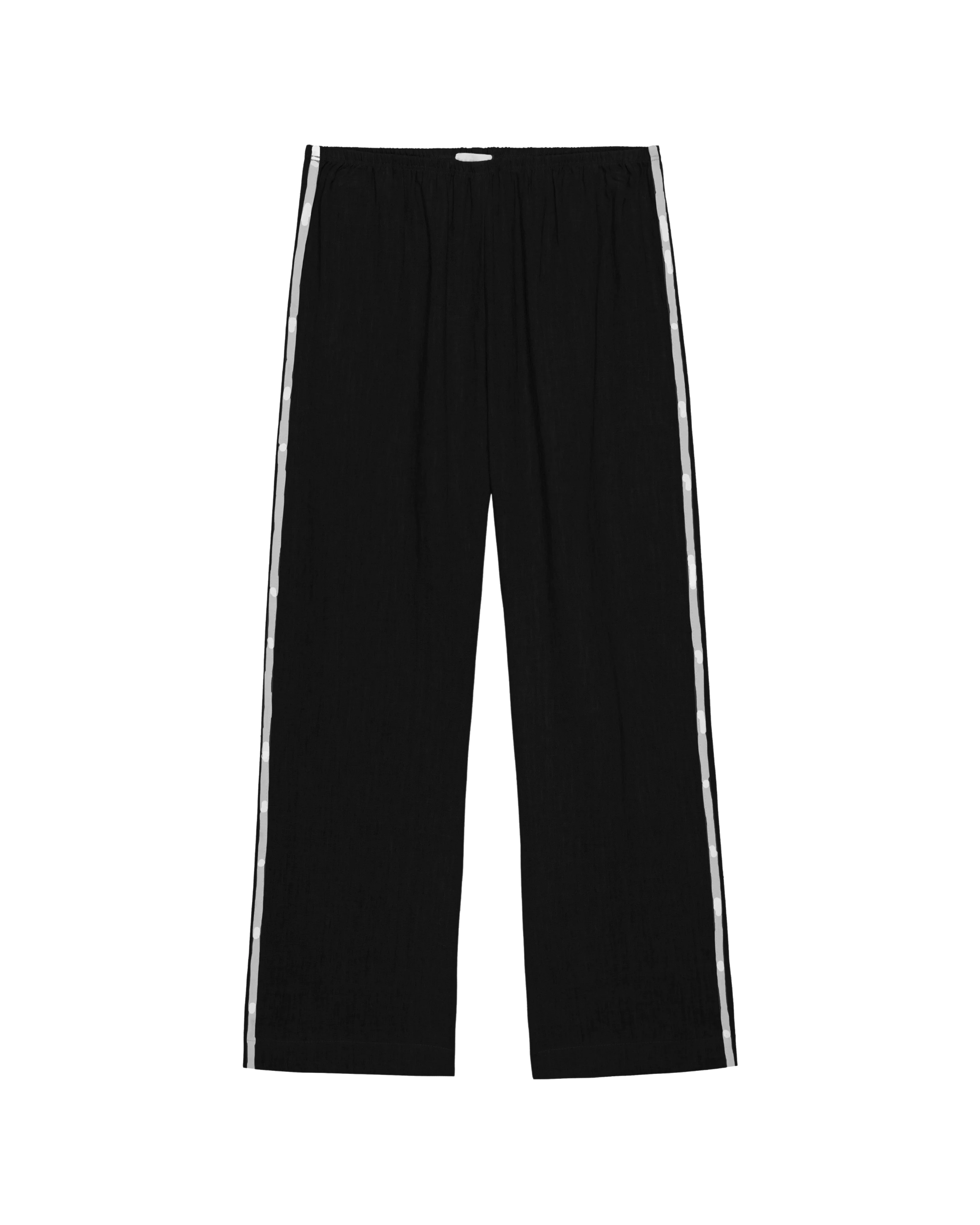 black crop pant with white stripe down the sides