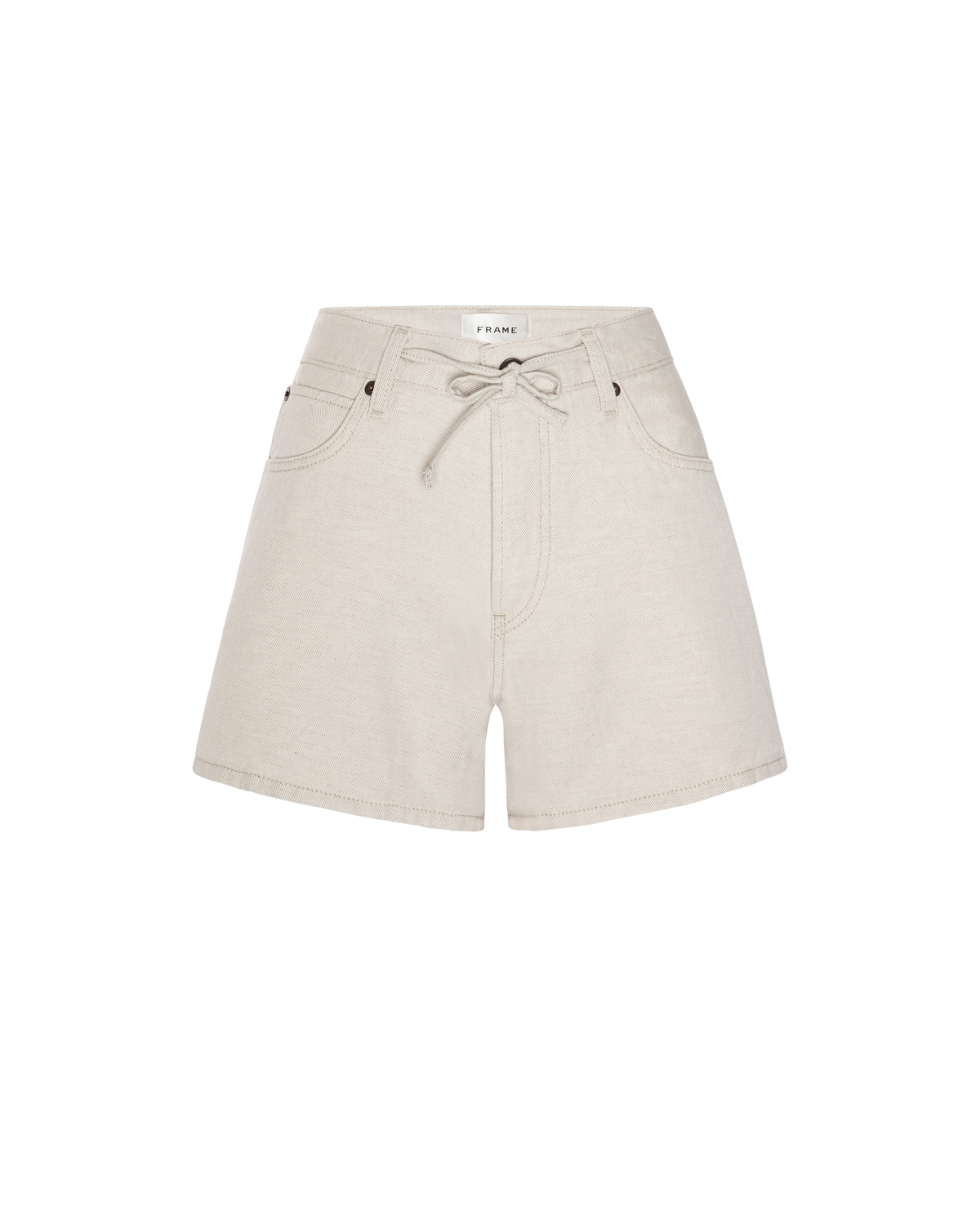 beige denim short with drawstring
