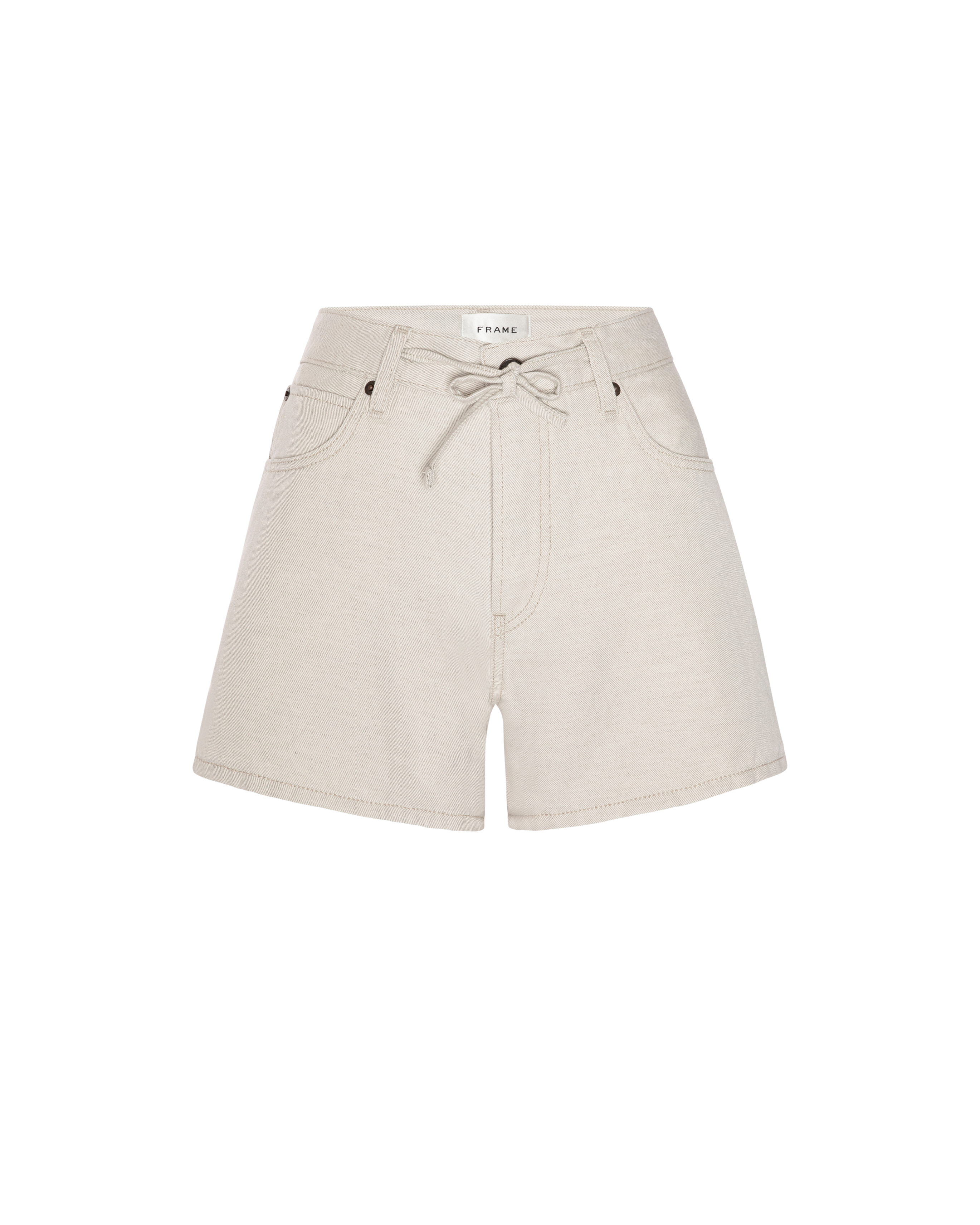 beige denim short with drawstring