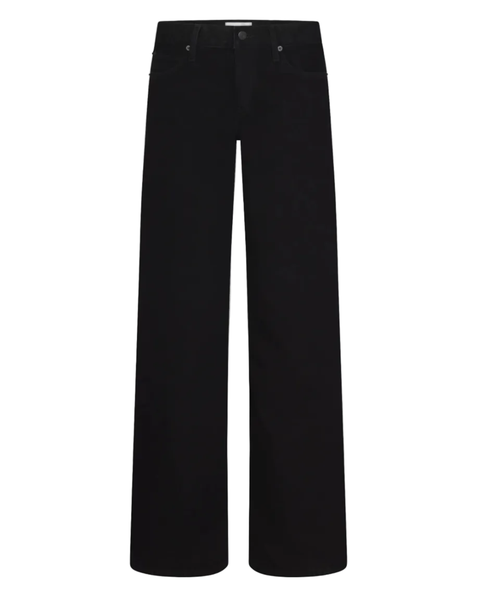 black wide leg low rise denim pant
