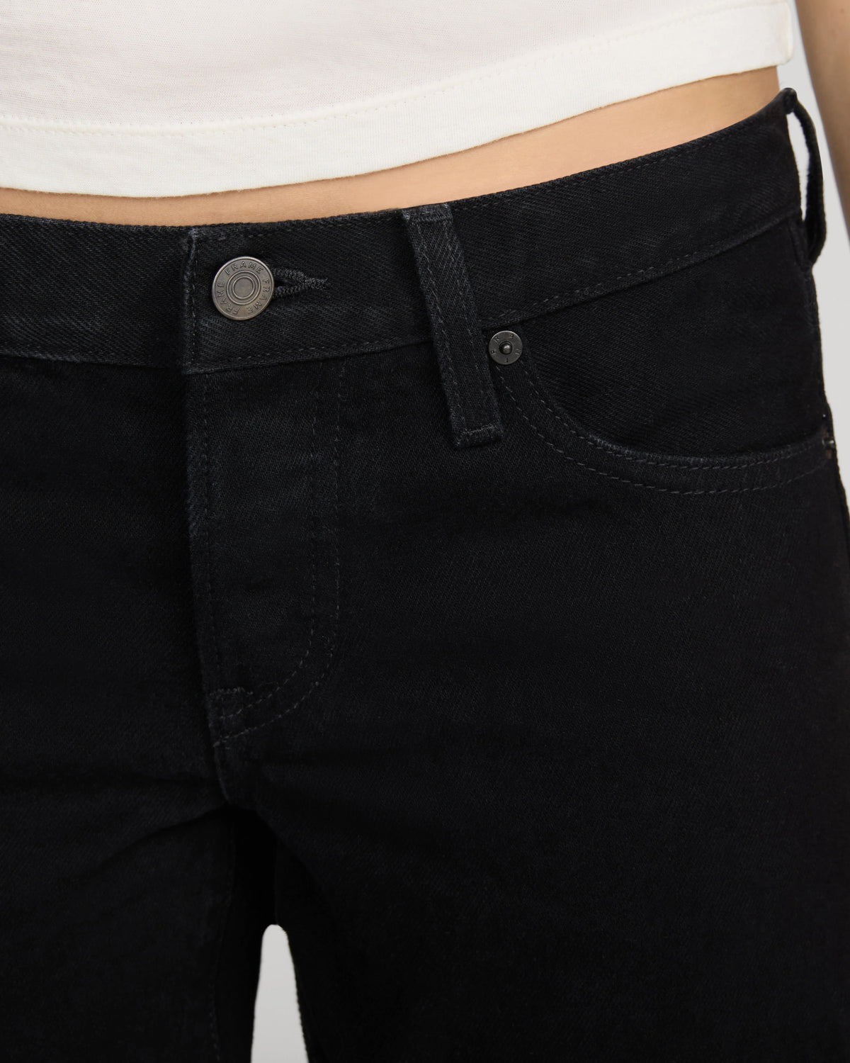 black wide leg low rise denim pant
