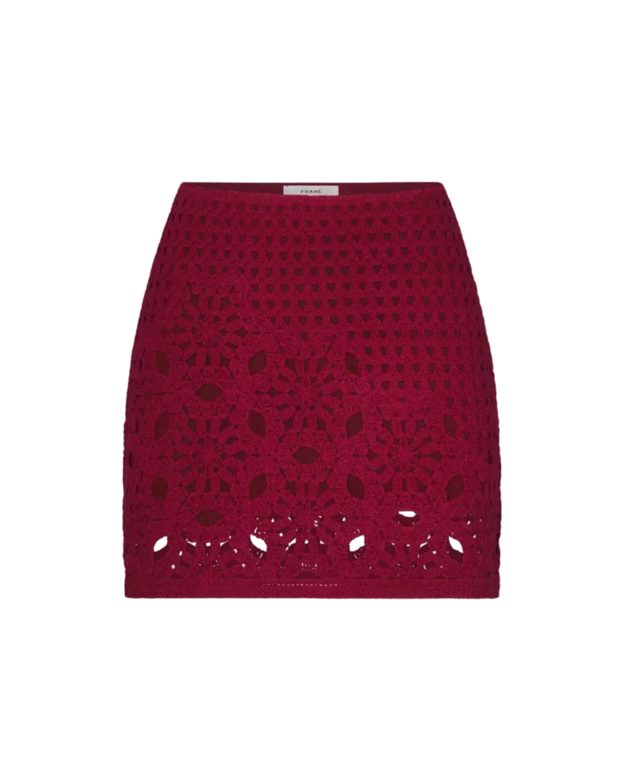 red crochet mini skirt