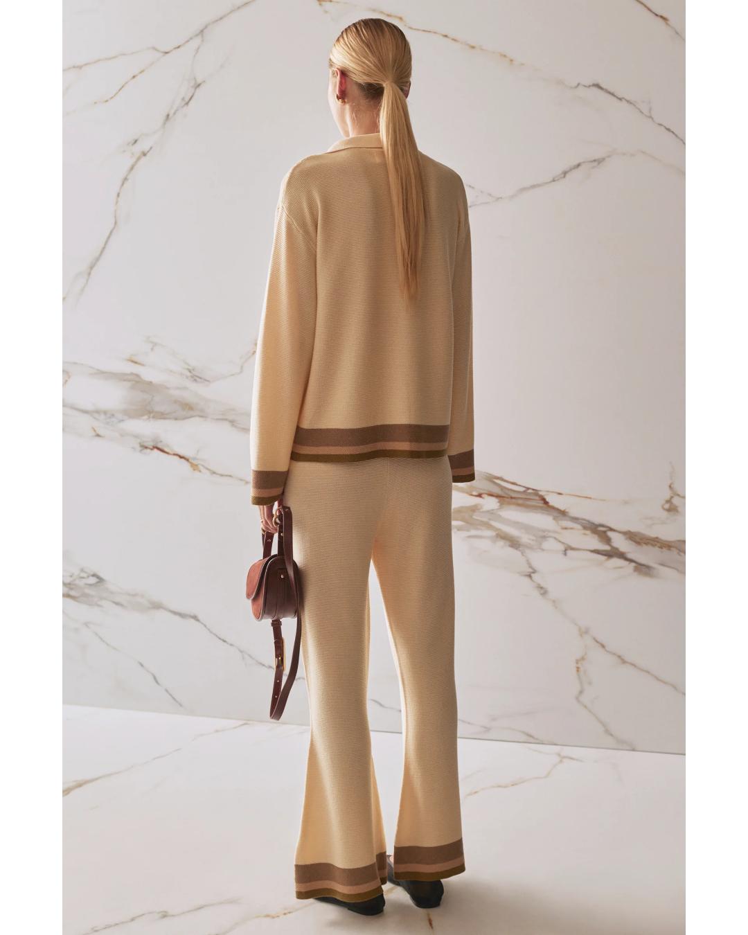 cream wide leg knit pant