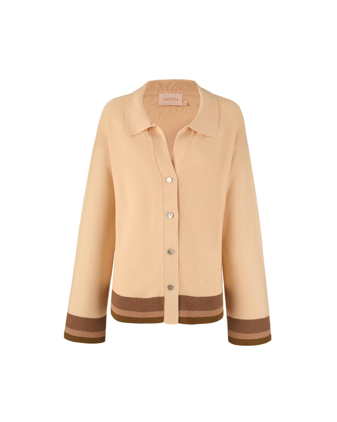 cream collar sweater with buttons down