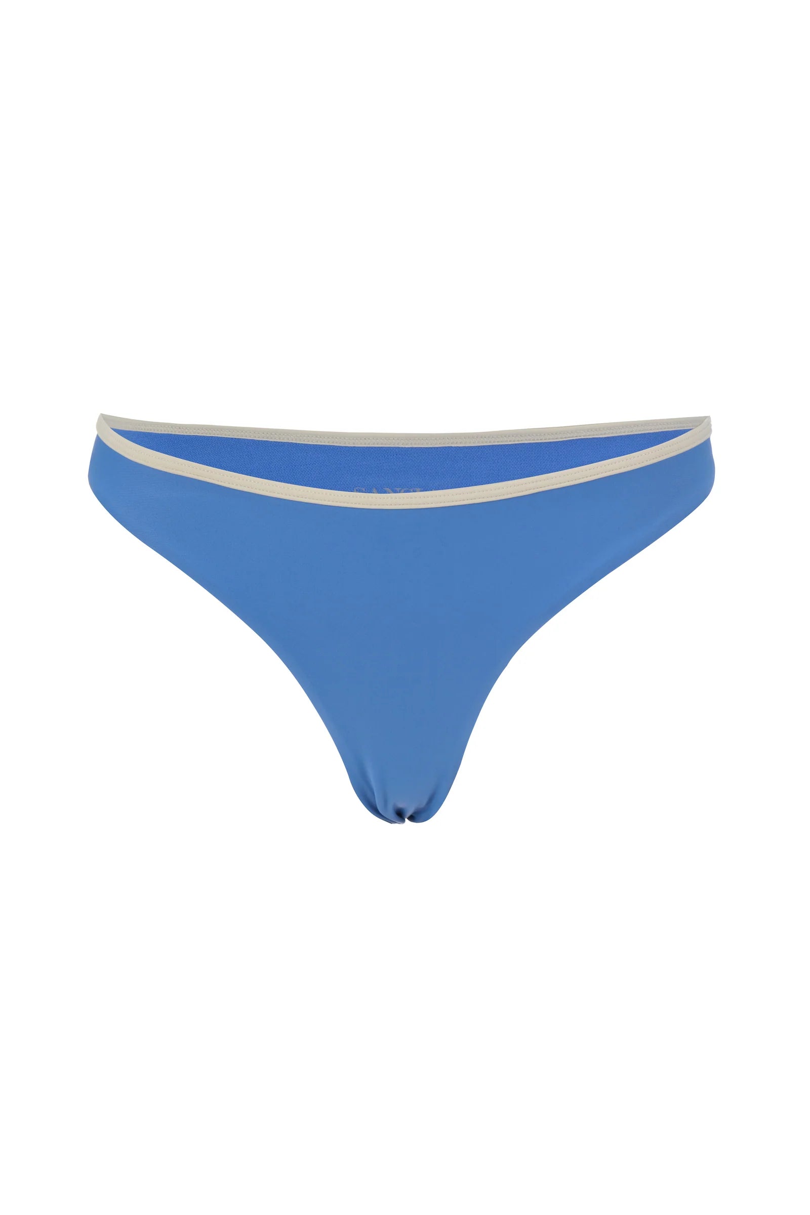 blue bikini bottoms with white around the top
