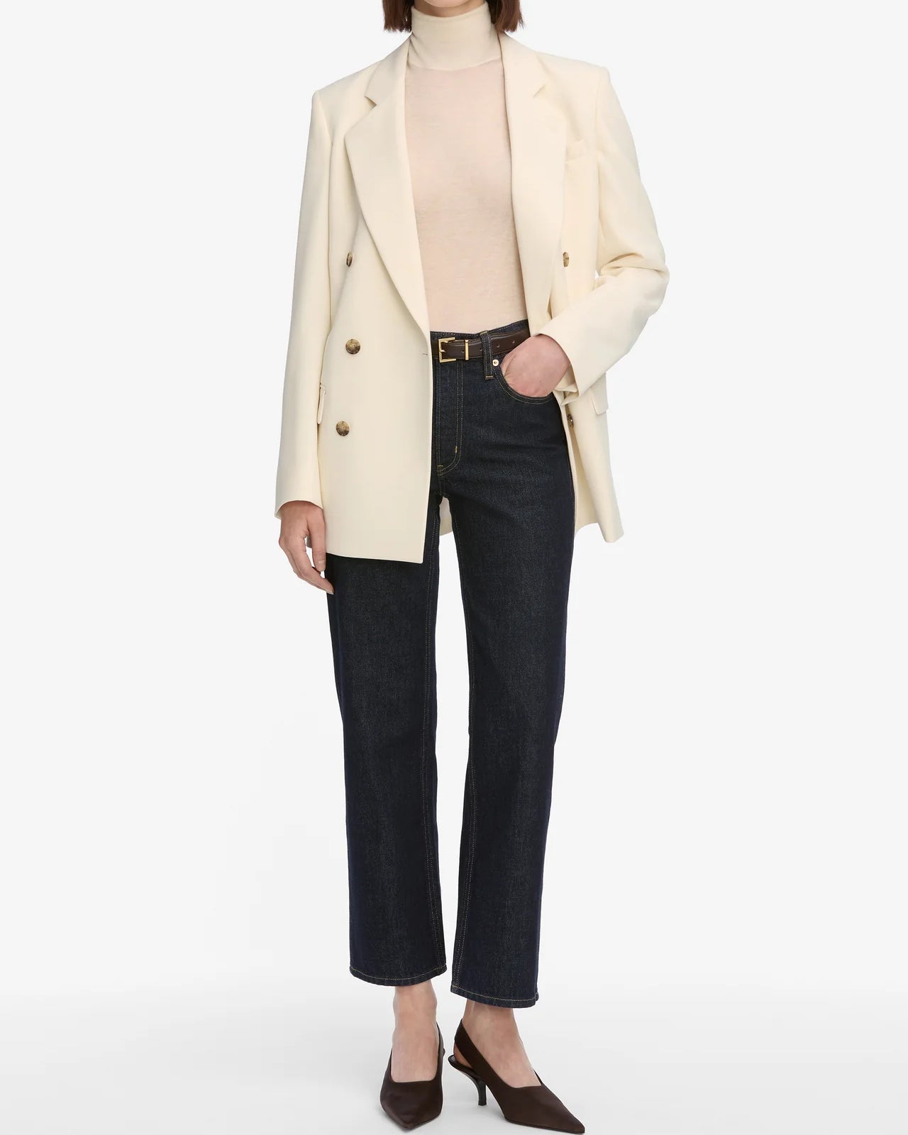 dark straight crop denim pant