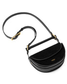 black suede shoulder purse