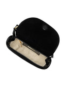 black suede shoulder purse