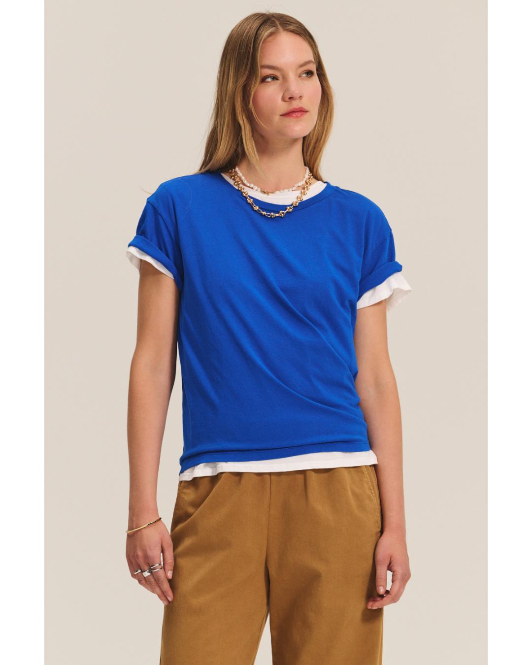 shirt sleeve shirt in a royal blue