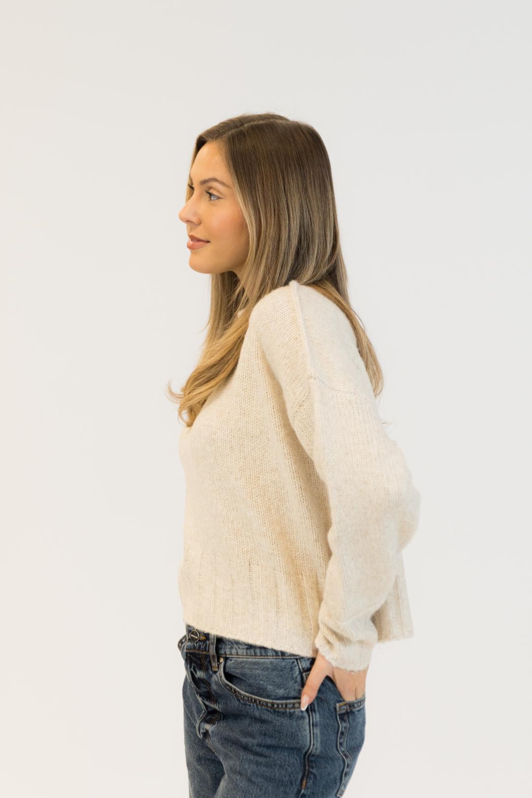 cream pullover knit sweater