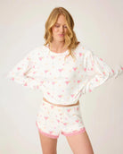 long sleeve pj shirt with pink martinis