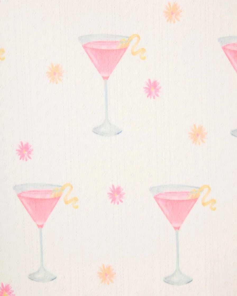 fabric with pink martinis