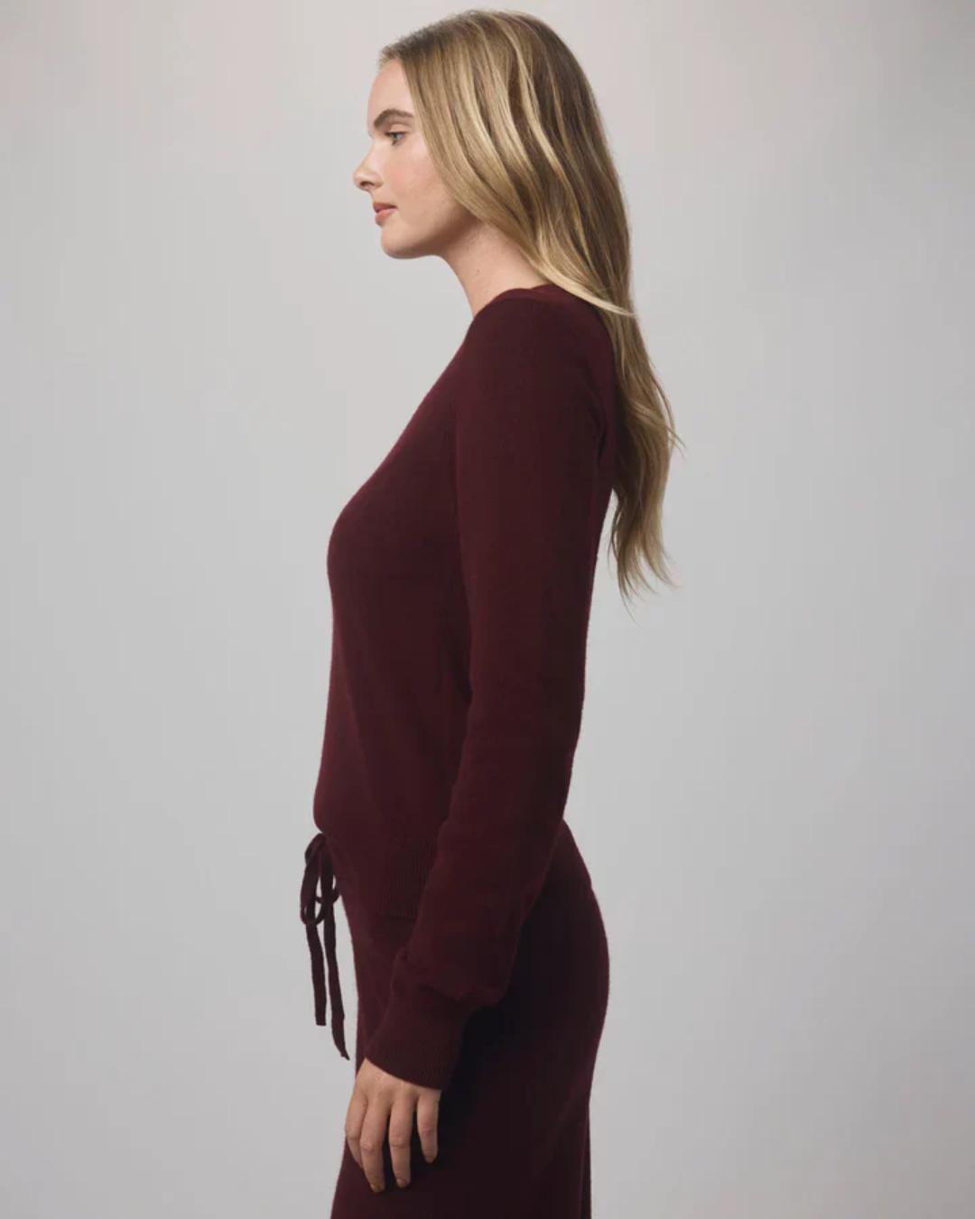 long sleeve top in burgundy