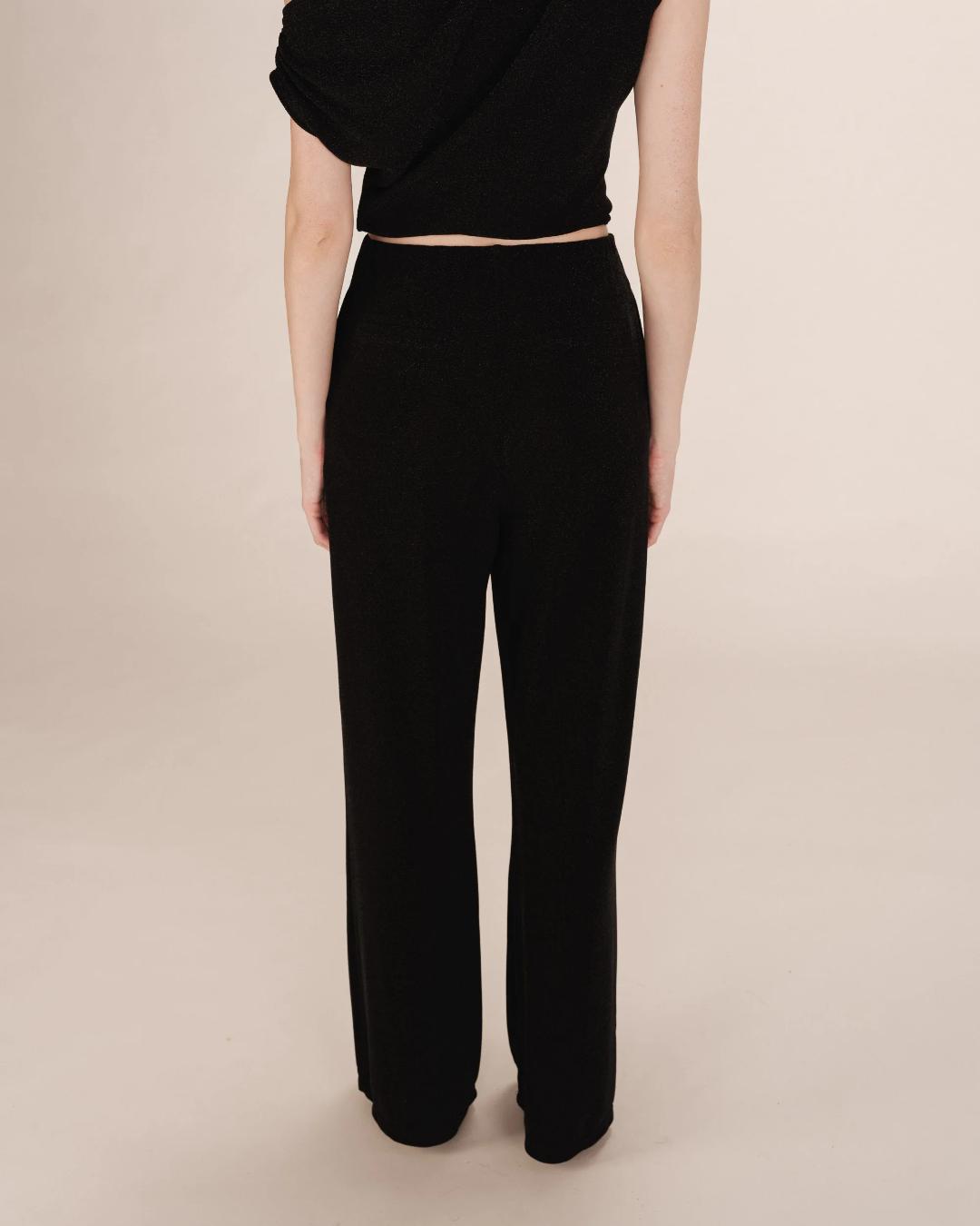 wide leg black trouser pant