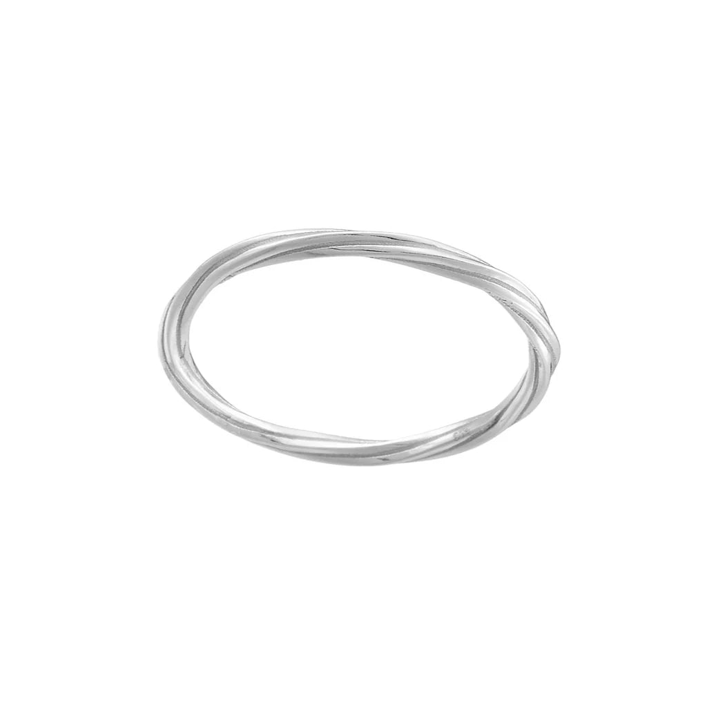 a picture of a silver ring with a twist design