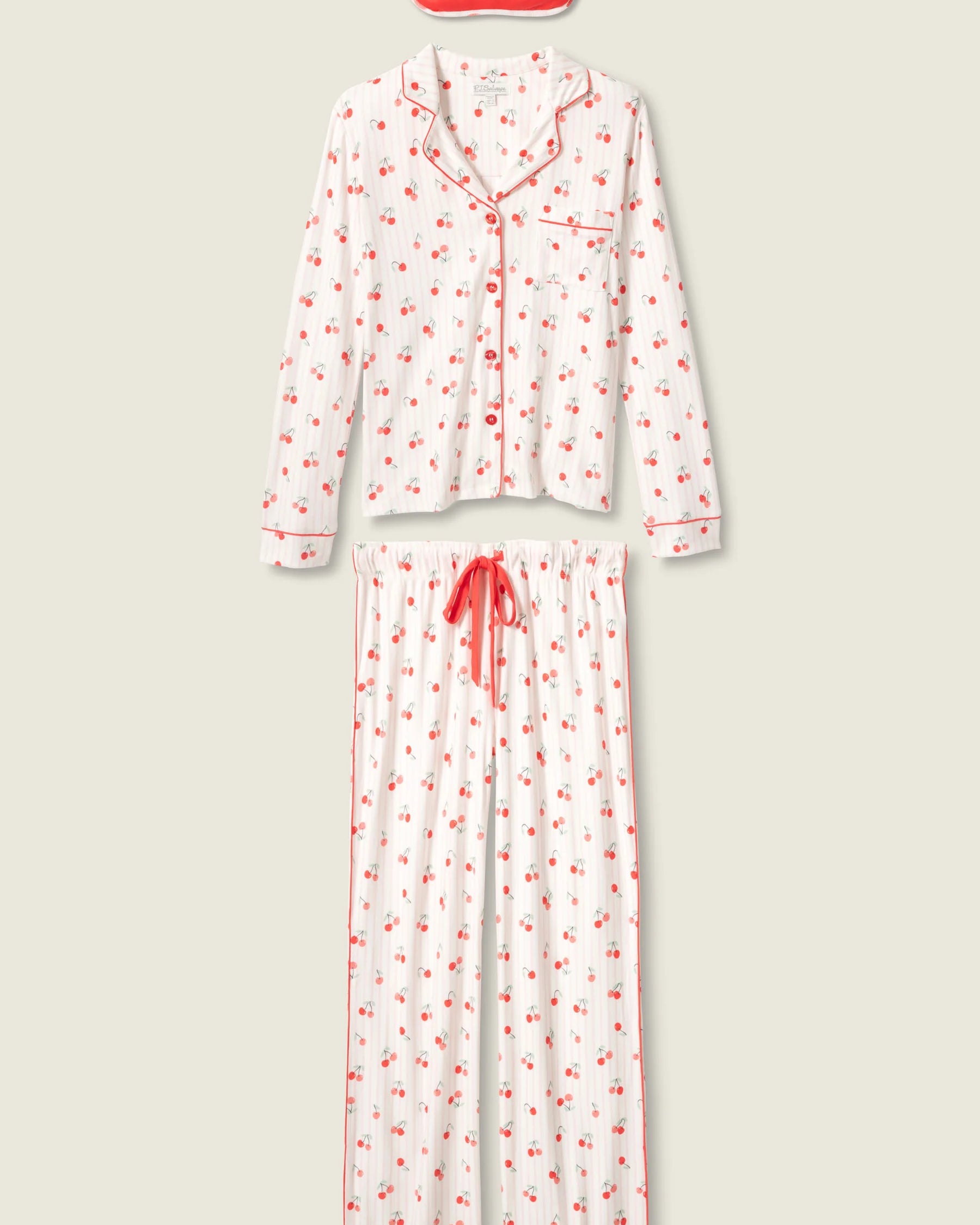 pj set in pink with cherries all over