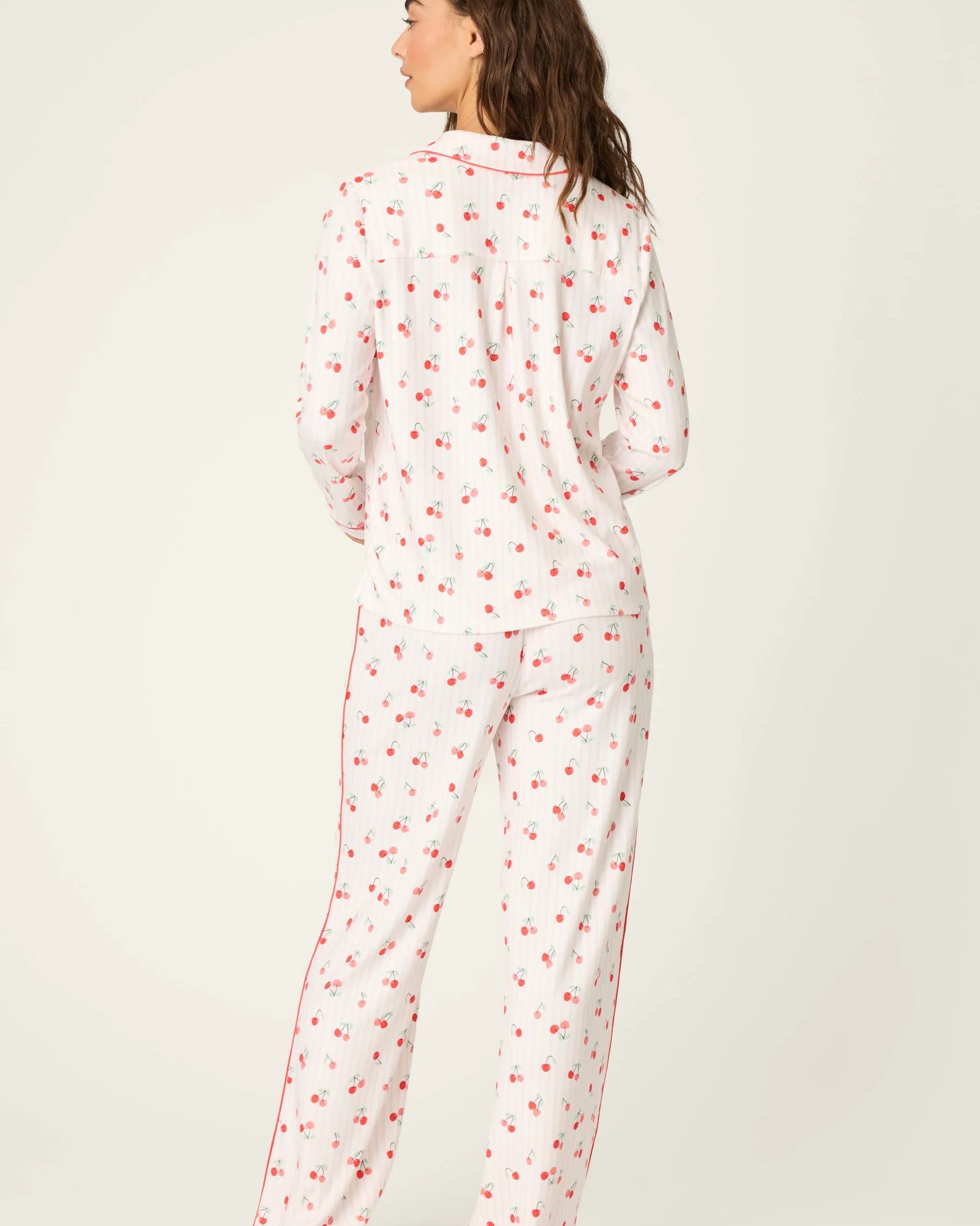 pj set in pink with cherries all over