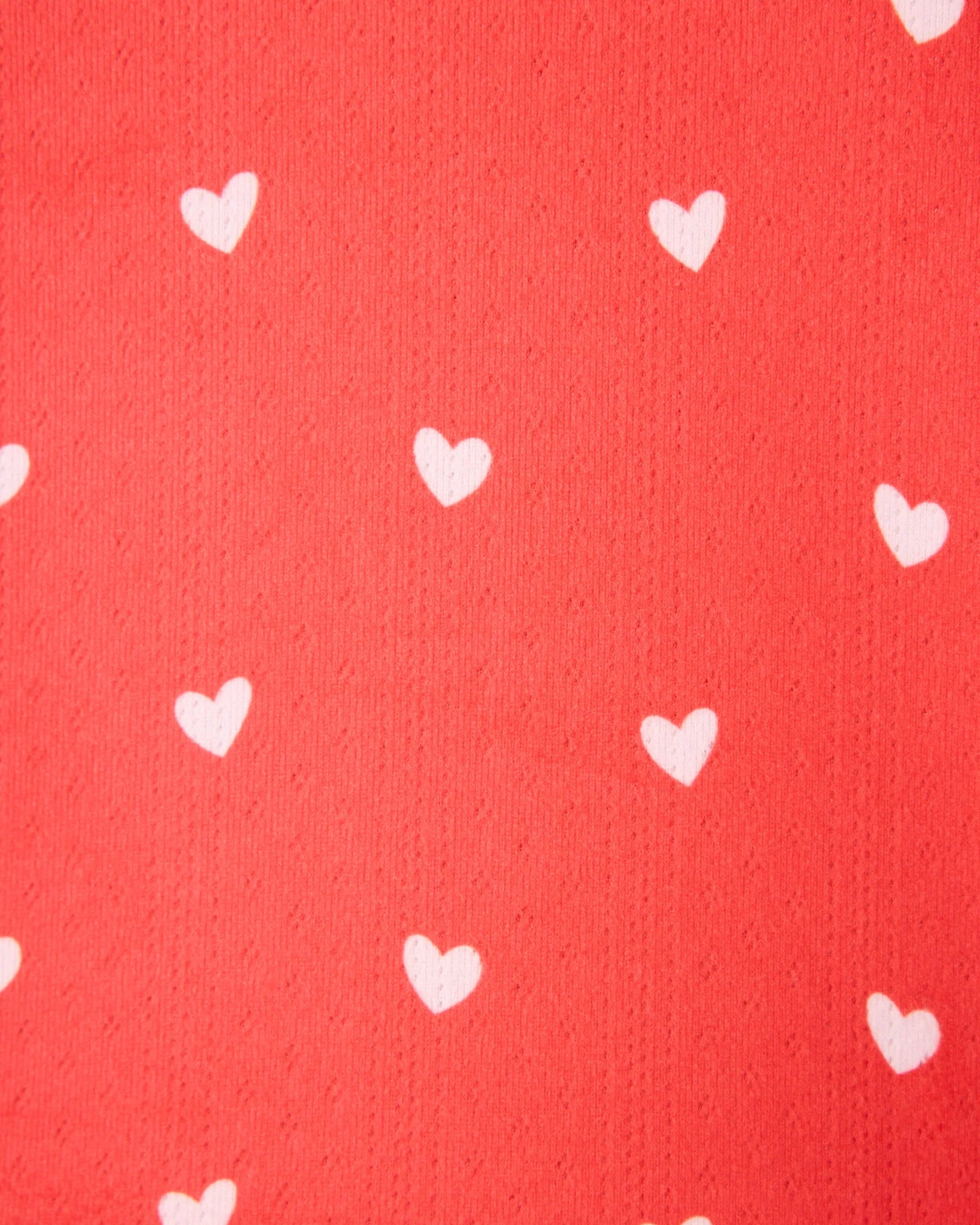 long sleeve, pant and eye mask pj set in red with pink hearts all over