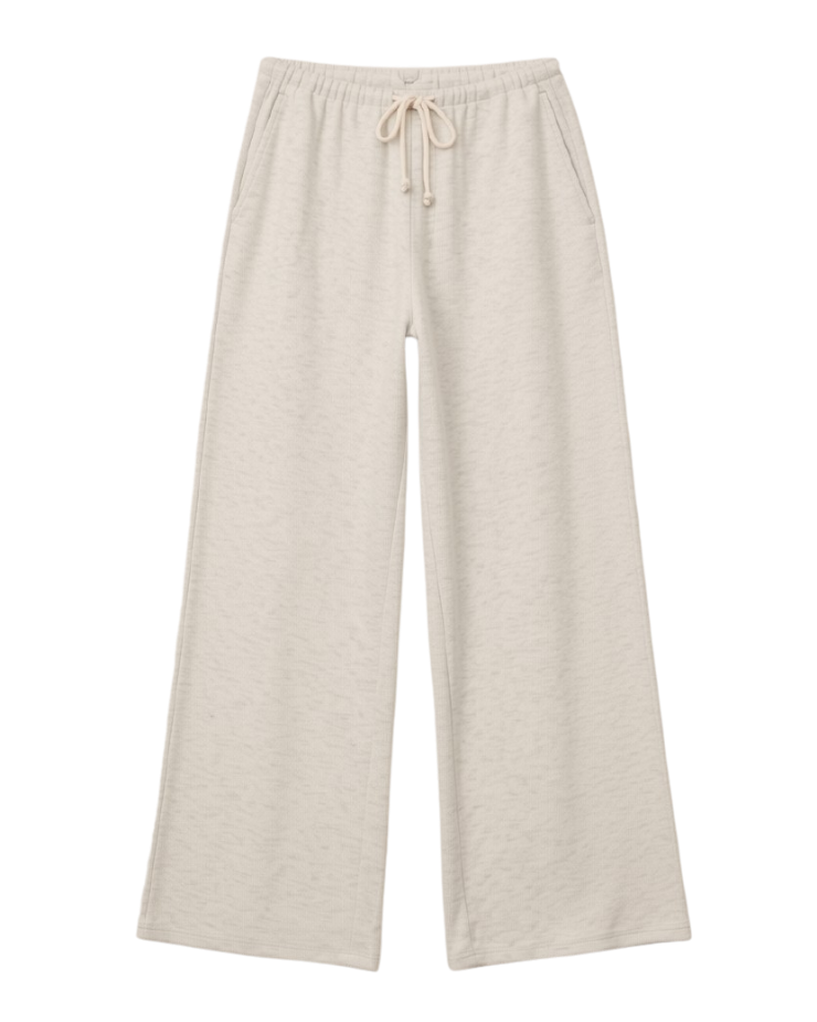 wide leg lounge pant in grey with a drawstring