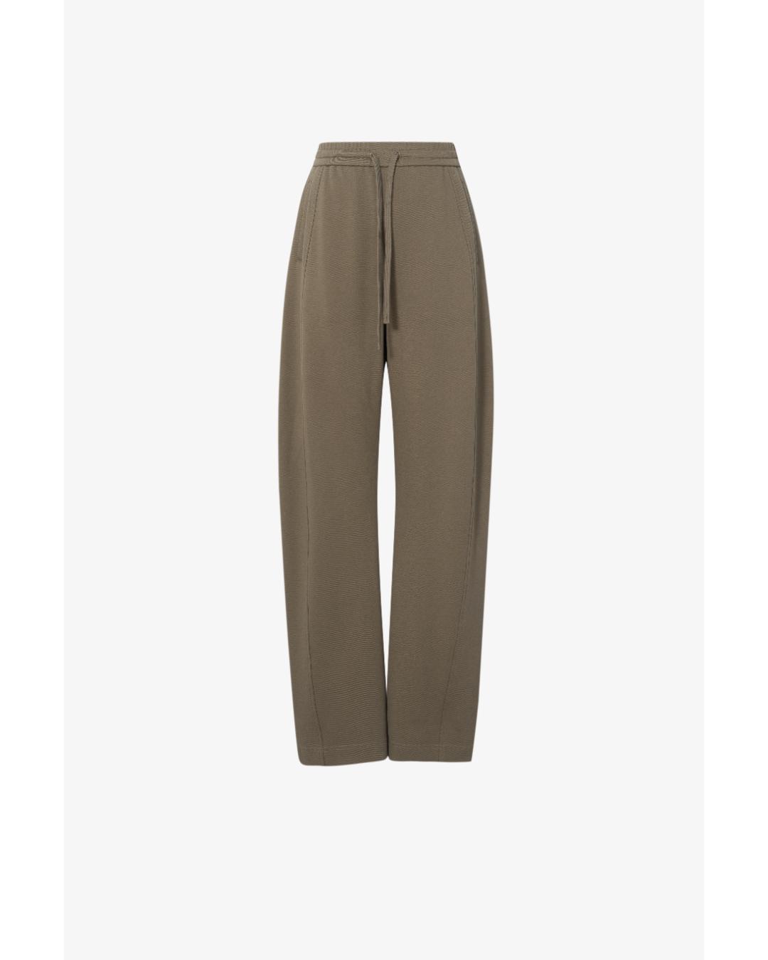 wide leg trouser in brown green color