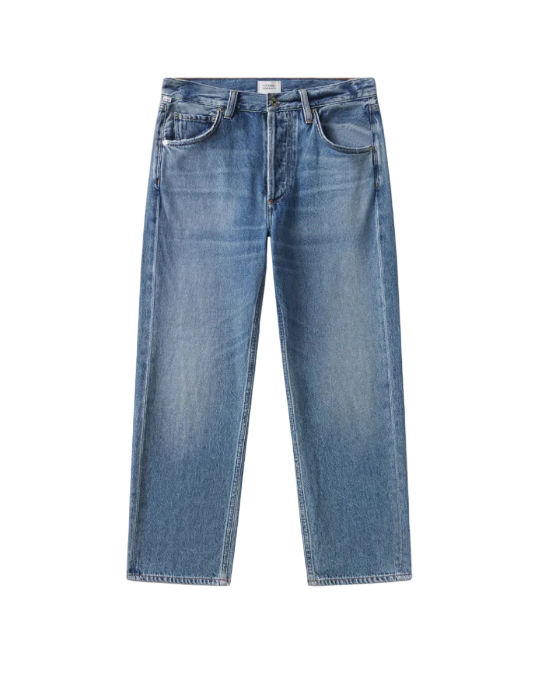 cropped medium wash denim pant