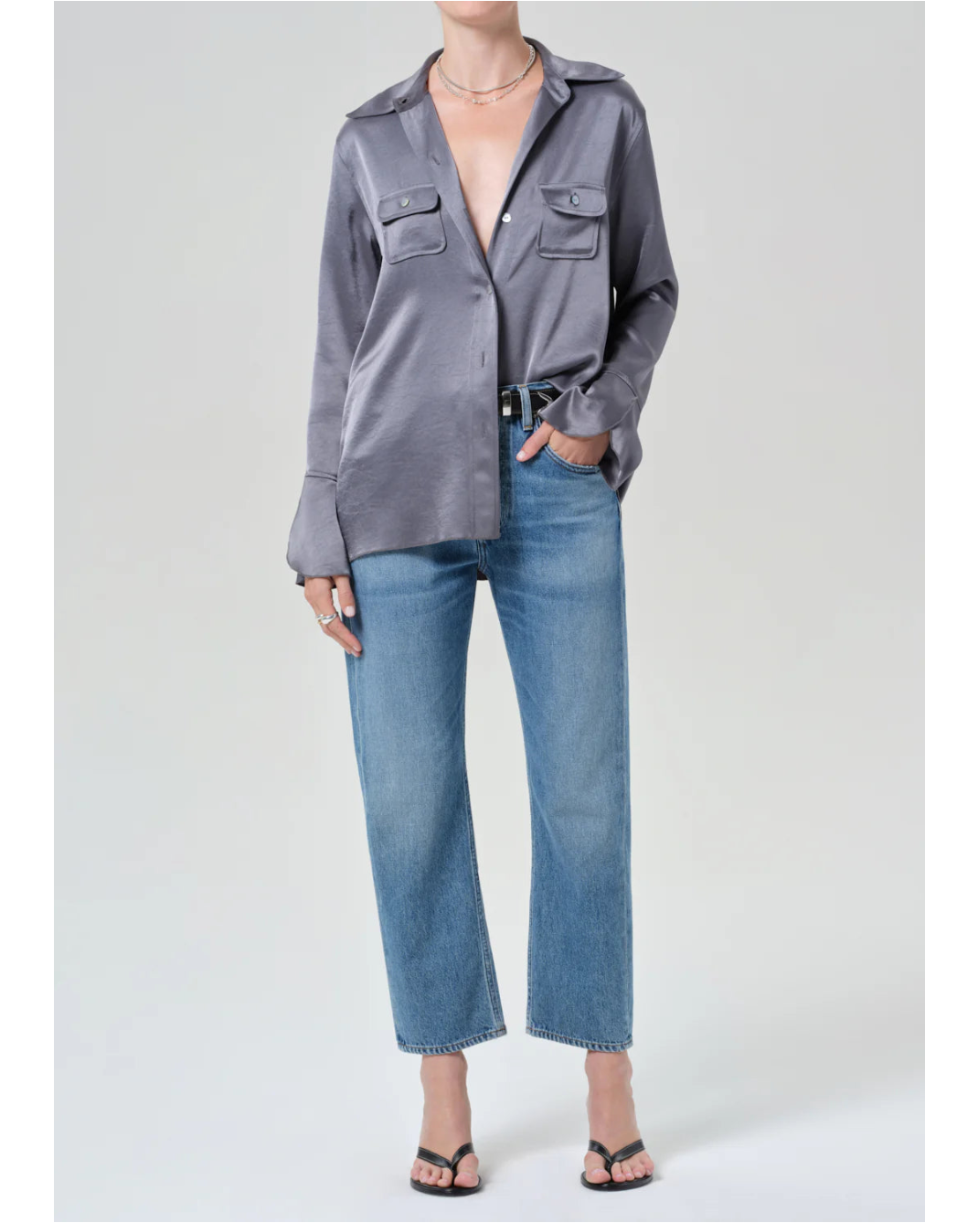 cropped medium wash denim pant