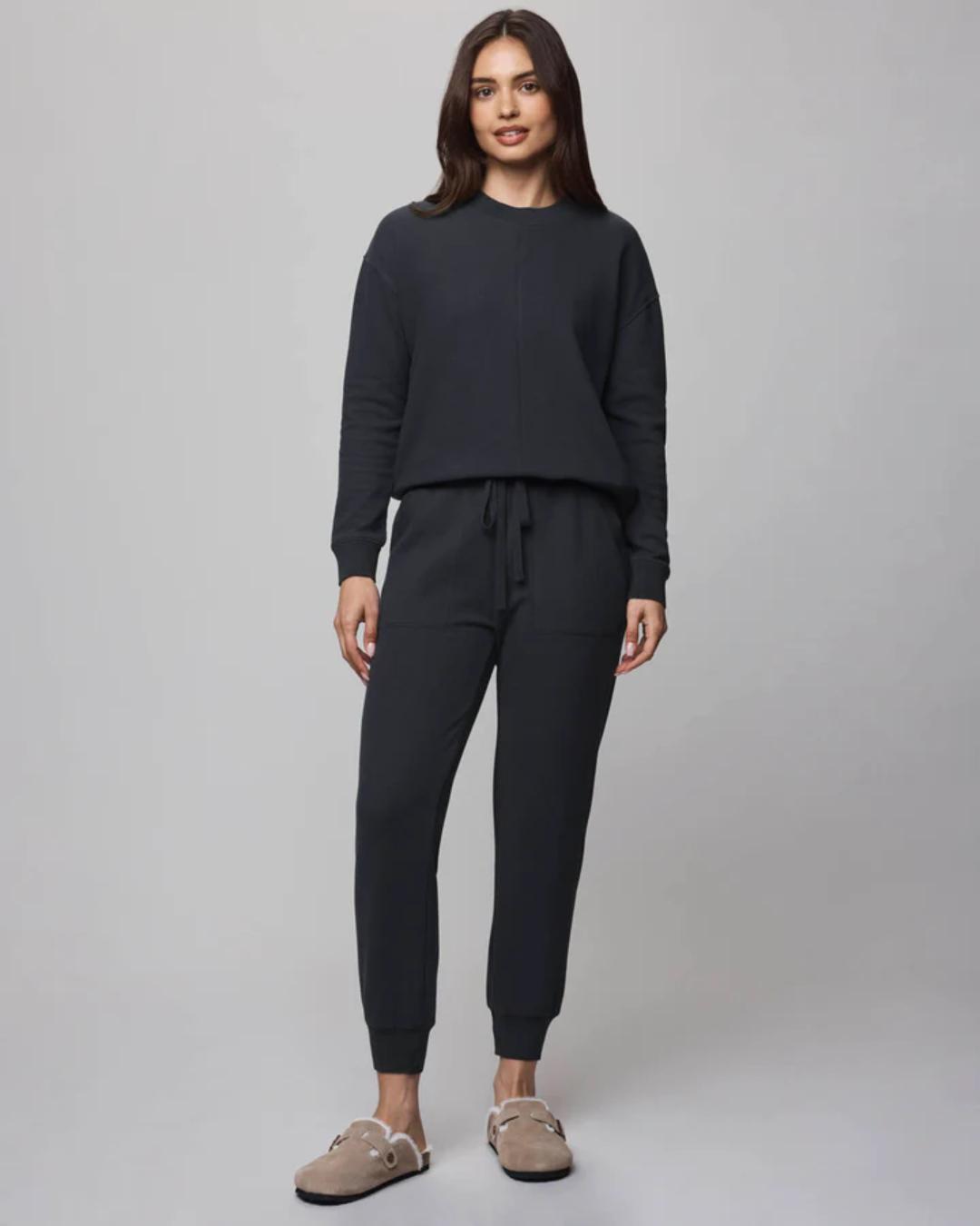 crewneck sweater in dark grey