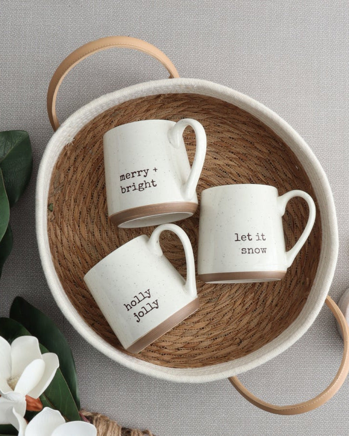 white mug with text holly and jolly