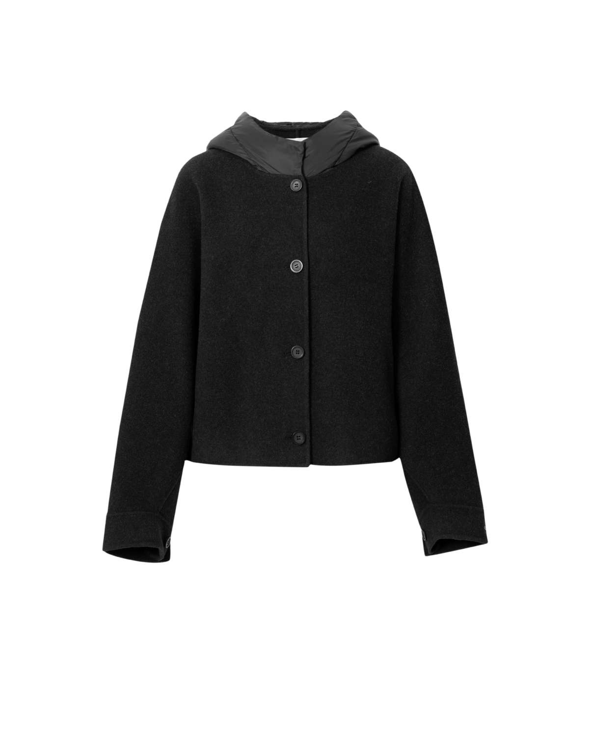 dark grey wool button up jacket
