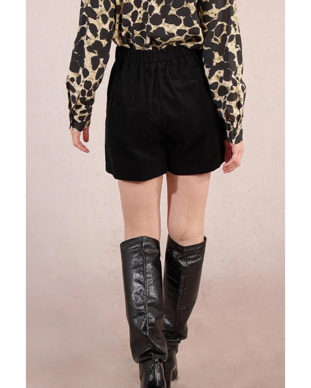 black corduroy shorts