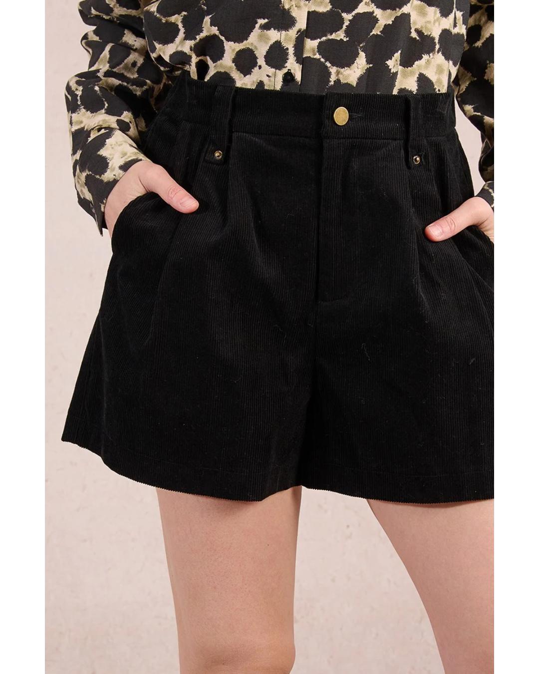 black corduroy shorts