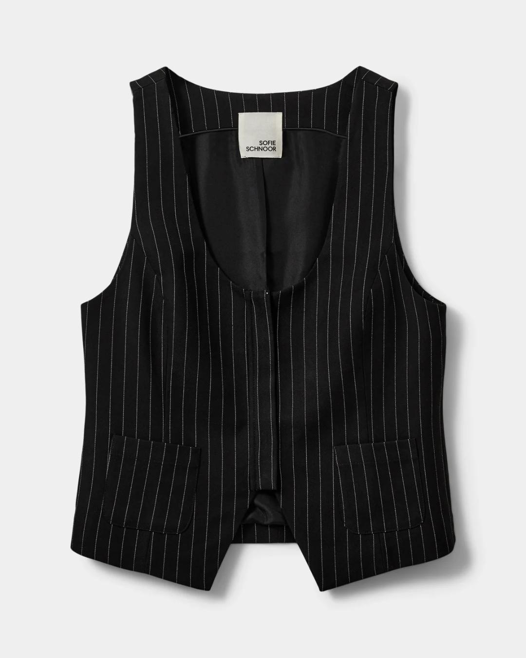 black suiting vest with white stripes