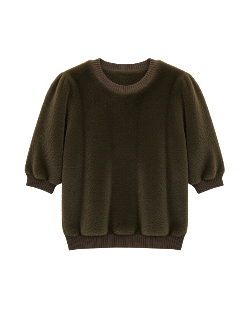 green fuzzy knit sweater