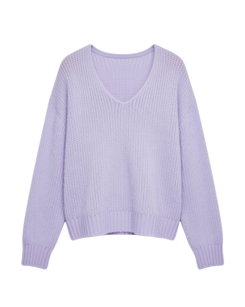 v-neck knit purple sweater